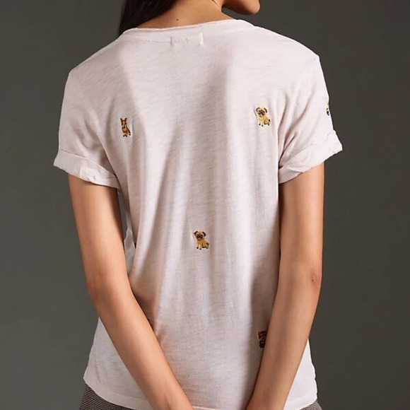 NWT Anthropologie T.la Lars Classic V Neck Tee Dog Print XS - Picture 5 of 7